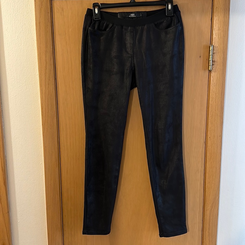 ABS Platinum Women’s Faux Leather Leggings Black Size 2 - Picture 2 of 12